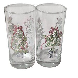 2 Corelle Callaway Holiday Tumblers 16oz set Christmas tree ribbon